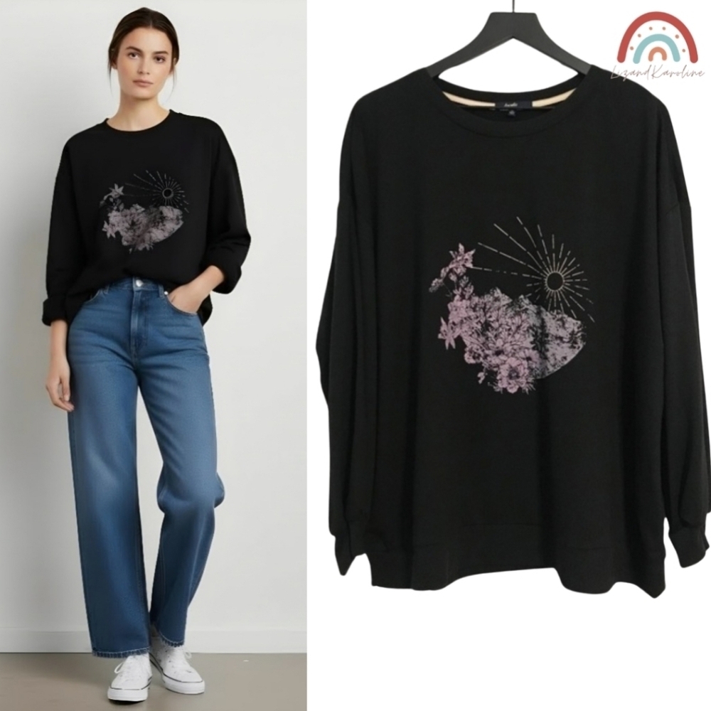 New! Angels Mountains Floral Sun Crewneck Sweatshirt Top